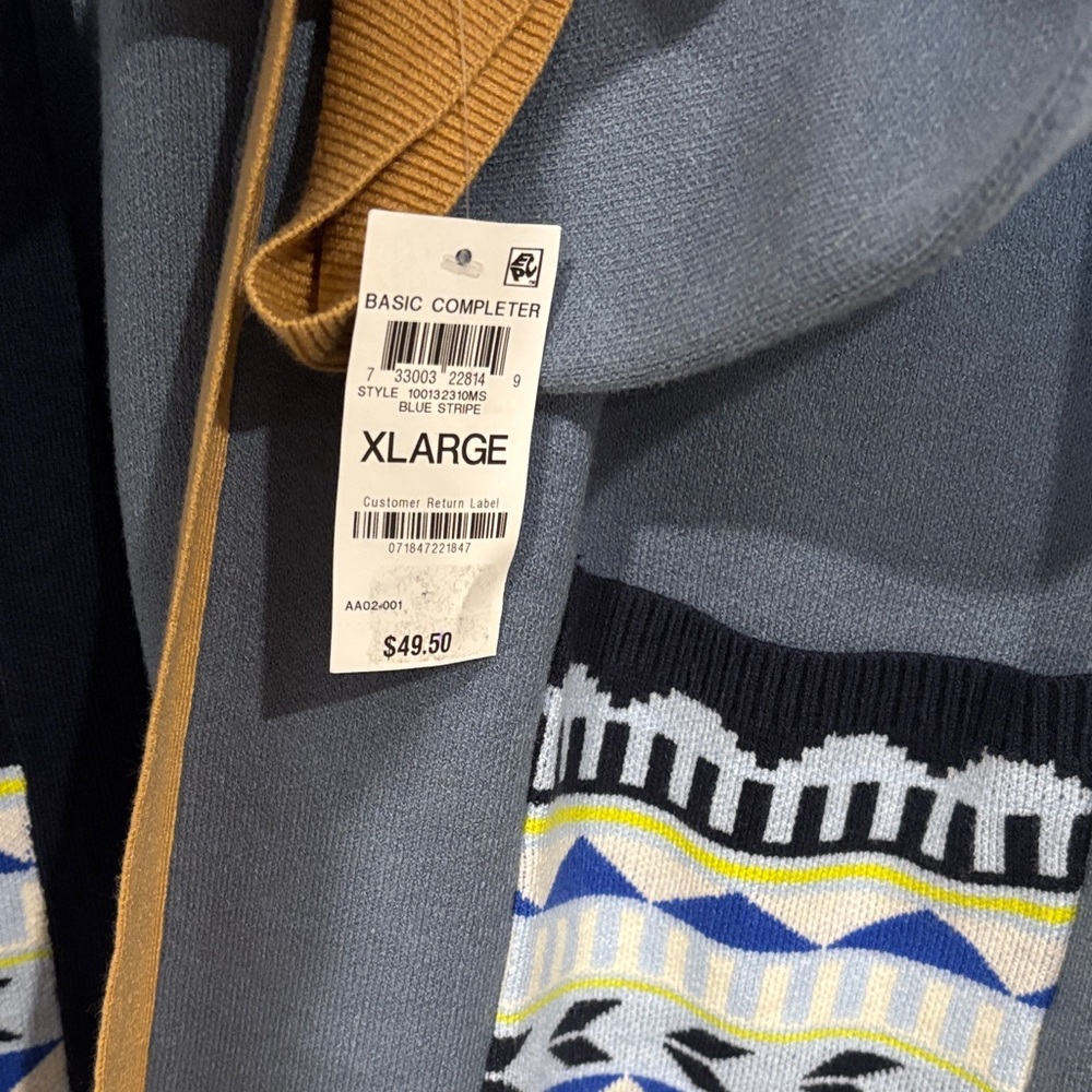 Style & Co. Light Blue and Mustard Patterned Open-Front Cardigan NWT - Picture 5 of 9